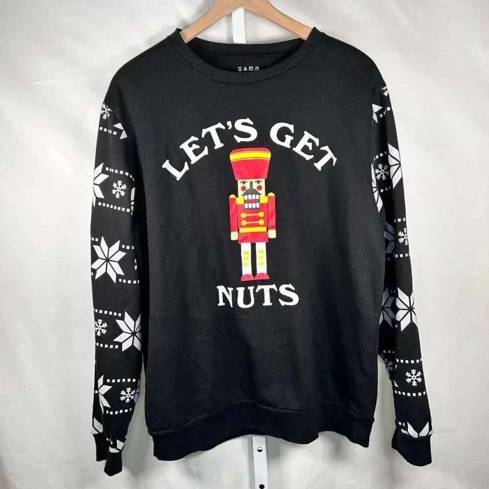 Ugly Christmas Sweater Size Large Nutcracker Snowflake